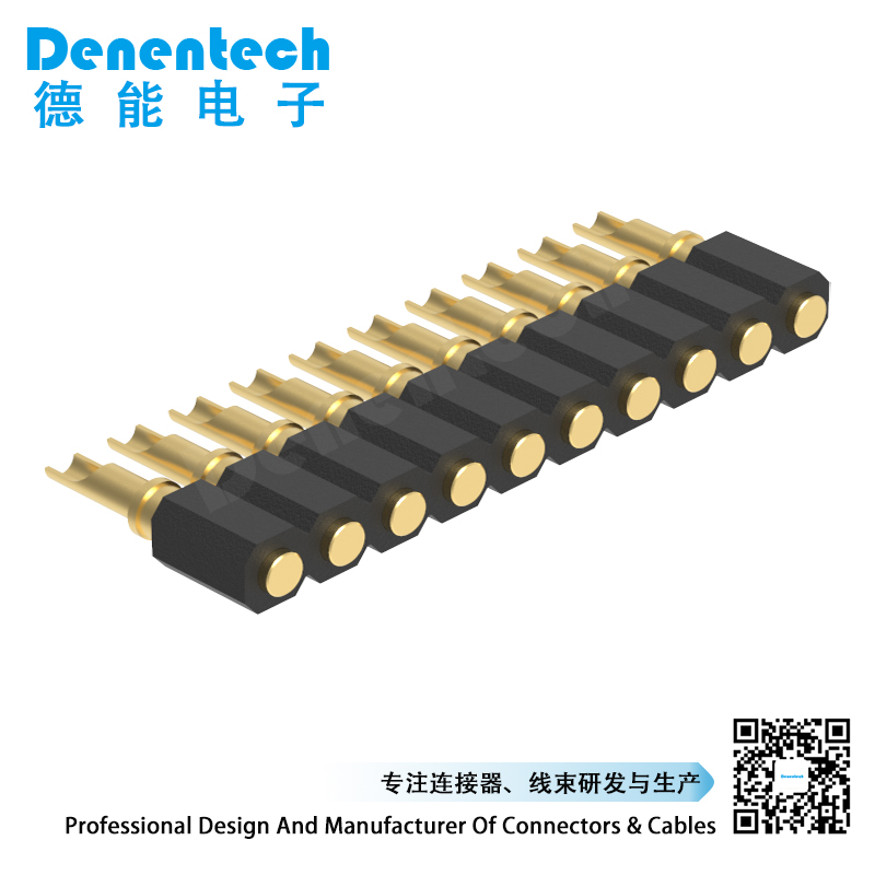 Denentech 2.54MM pogo pin H4.0MM solder dual row female spring loaded pin connector